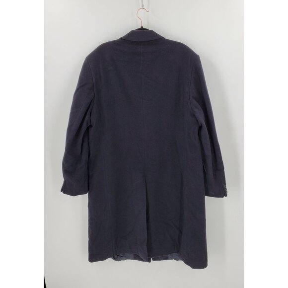 Mens Long  Overcoat Cahmere Blend Blue Classic Tailored Winter Dress Coat - Picture 4 of 9